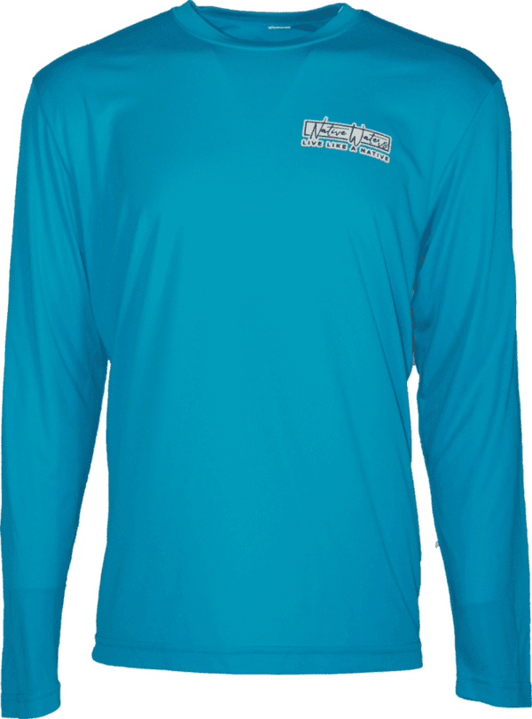 The men's Florida Flag With Compass Long Sleeve Performance - Blue t-shirt.
