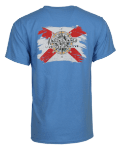 A Florida Flag with Compass Tee - Blue.