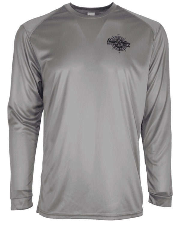 The men's grey long sleeve t - shirt.