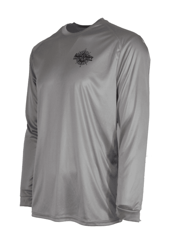 The men's grey long sleeve t - shirt.