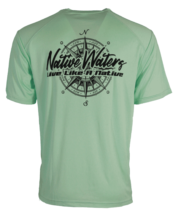The native waters compass t - shirt in mint green.